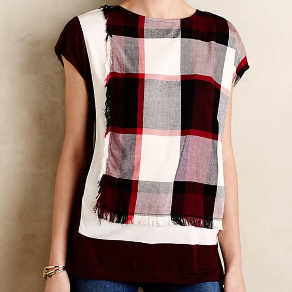 Hammon Plaid Top XS Anthropologie Plaid Shirt